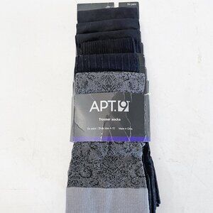 NEW Womens Apt. 9 Assorted Trouser Socks 6 Pairs Black Gray NWT